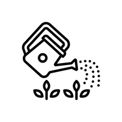 Black line icon for watering can