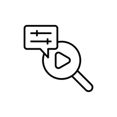 Video filter search outline icons, minimalist vector illustration ,simple transparent graphic element .Isolated on white background