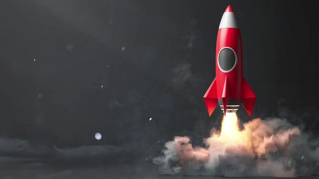 3d realistic rocket isolated on transparent seamless looping overlay 4k virtual video animation background
