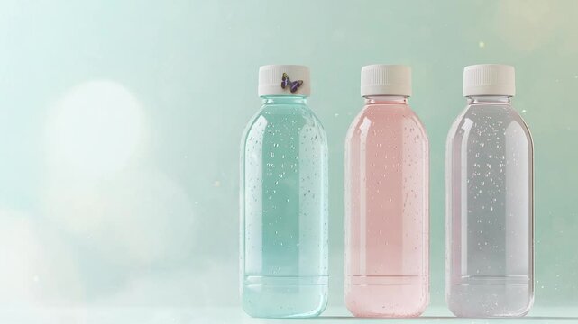 three sport bottles mockup seamless looping overlay 4k virtual video animation background