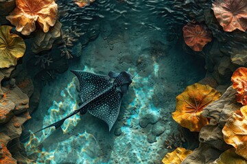 High quality 3D image of stingray for floors and walls.