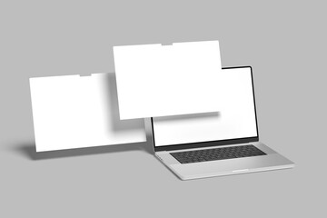 Mock up of a computer isolated on a background and shadow