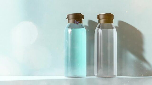 two sport bottles mockup seamless looping overlay 4k virtual video animation background