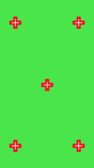 Green screen background, VFX motion tracking markers. Art design green screen backdrop template. Abstract concept video footage replacement tracking markers element.	