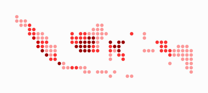 Indonesia dotted map. Digital style map of the country on a white background. Indonesia shape with circle dots. Colored dots style. Large size circles. Trending vector illustration.