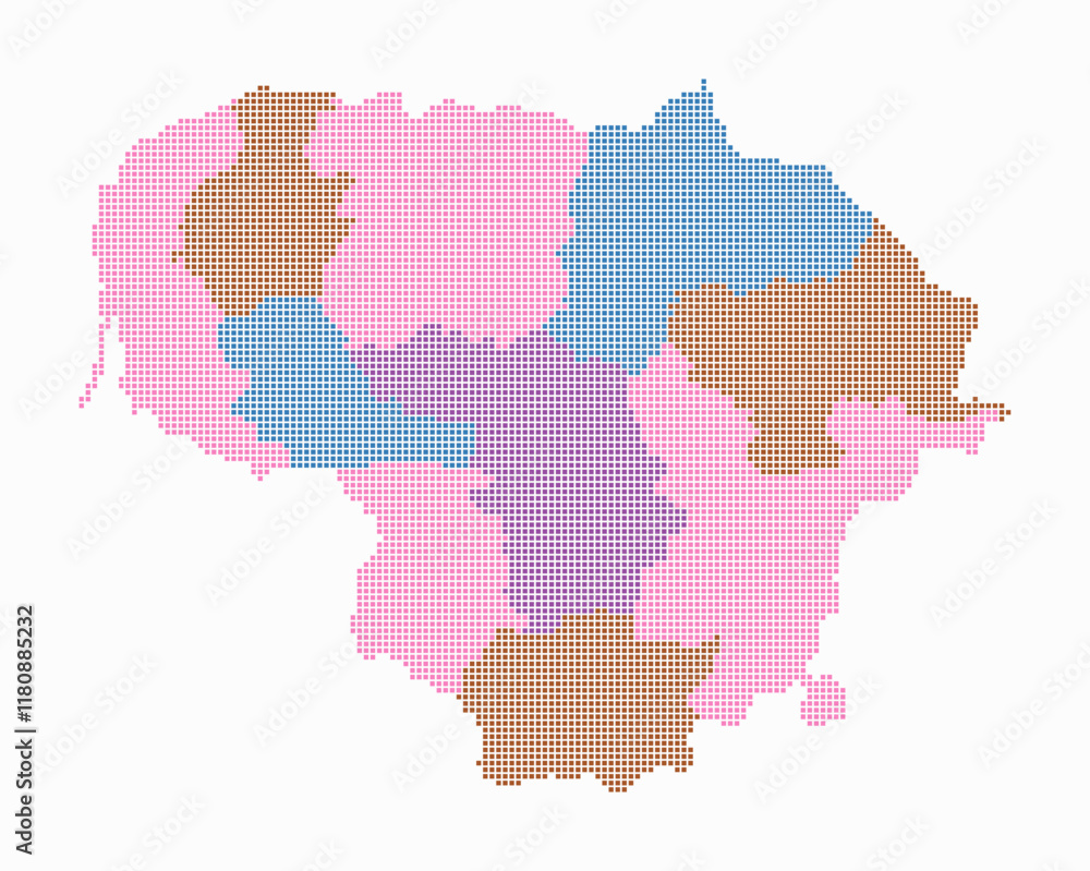 Poster lithuania dotted map. digital style map of the country on white background. lithuania shape with squ