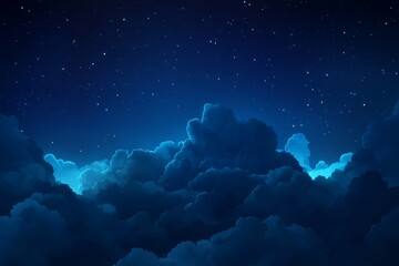 Fototapeta premium Night sky above a sea of clouds.