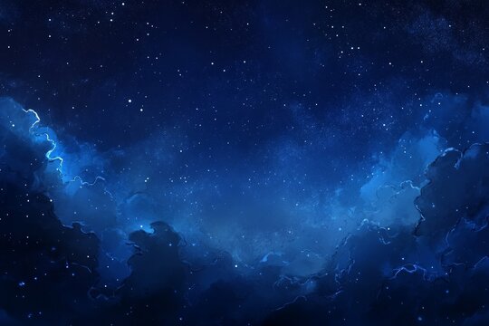 Night sky with blue clouds and stars.