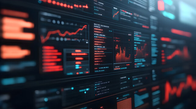 Analyzing financial data trends digital workspace infographic tech environment close-up view data visualization insights