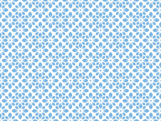 Flower geometric pattern. Seamless vector background. White and blue ornament
