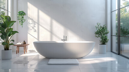 Bathroom, minimalist and elegant, tidy and bright, interior design.