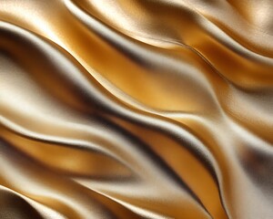 Obraz premium Luxurious golden silk fabric with elegant waves and folds.
