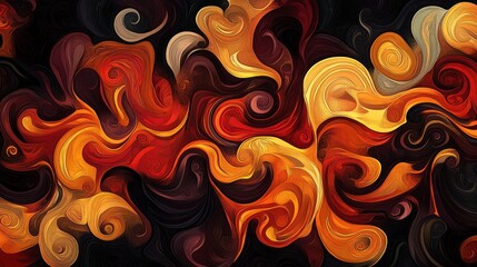 Fototapeta premium Abstract Swirls of Fiery Hues: A Digital Painting