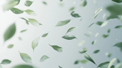Minimalist 3D Eco Design with Scattered Leaves in Soft Focus for Text Campaign