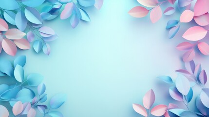 Fototapeta premium Vibrant 3D Leaf Clusters on Neutral Gradient Backdrop for Seamless Text Placement