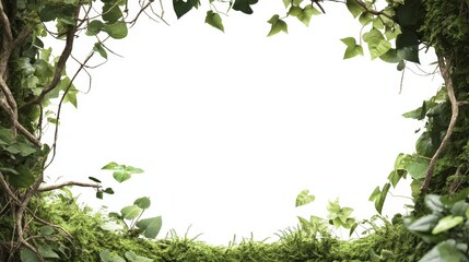 Naklejka premium Eco-Friendly 3D Foliage Display with Clean Banner Space for Presentations