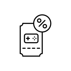 Game voucher sale outline icons, minimalist vector illustration ,simple transparent graphic element .Isolated on white background