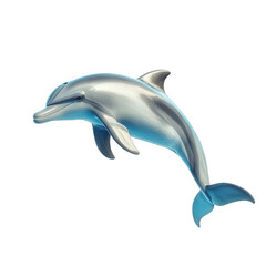 Fototapeta premium stylized. three-dimensional representation of a dolphin. showcasing its sleek body and graceful form. rendered in metallic shades of silver and blue against a plain white background this artistic depi