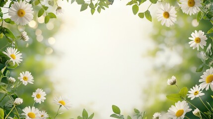 A white flower field with a green background