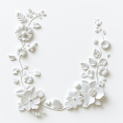 A white flowery border with a white flower in the center