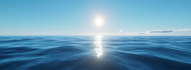 Obraz premium Sunlit Ocean Surface with Gentle Waves and Sky Reflecting Calm and Serene Blue Waters