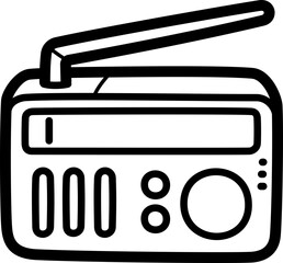 Radio doodle vector icon and illustration