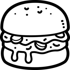Burger doodle vector icon and illustration