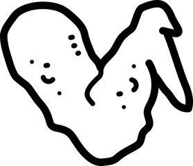 Fried chicken wing doodle vector icon and illustration
