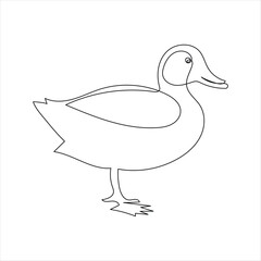 Duck continuous one-line drawing of Animal Pets love concept abstract outline vector design