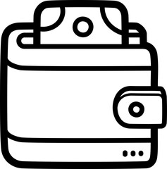 Wallet doodle vector icon and illustration