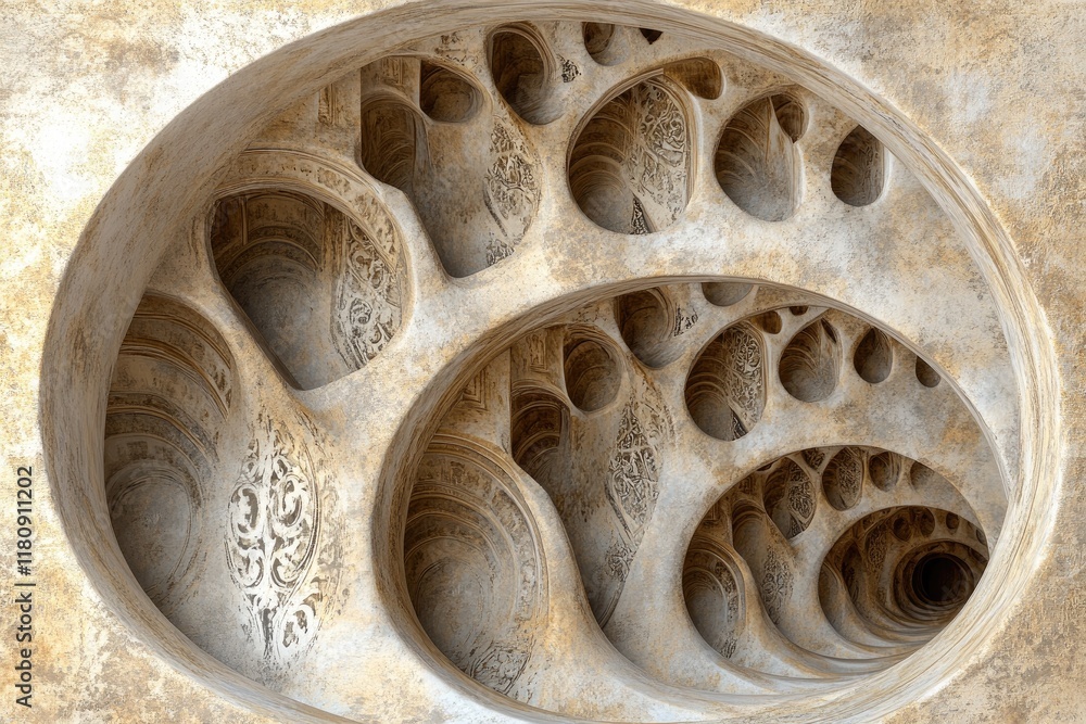 Poster intricate fractal design resembling organic structures with a textured surface.