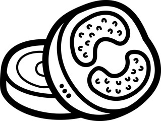 Tomato slice doodle vector icon and illustration