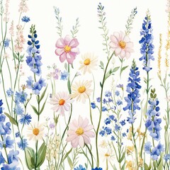 Watercolor Wildflower Illustration in Pastel Colors