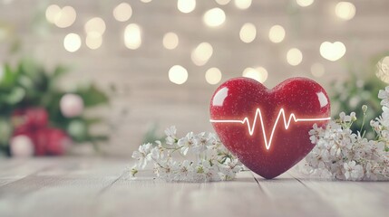 Fototapeta premium Heart Health and Spring Blossoms: A Symbol of Life and Renewal