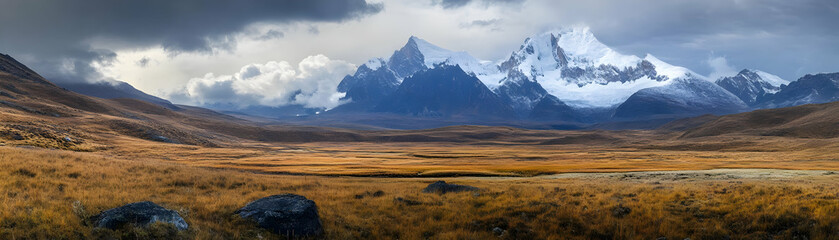 Fototapeta premium Dramatic Scottish highlands, misty peaks.
