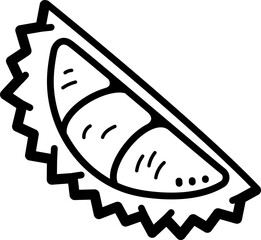 Durian peel doodle vector icon and illustration