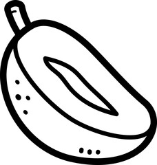 Half cut mango doodle vector icon and illustration
