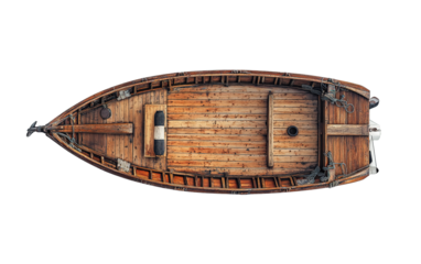 Vintage fishing boat top view available PNG on white background