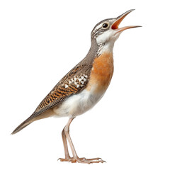 Obraz premium bird with a striking plumage. showcasing a vibrant orange throat and intricate patterns on its wings and back it is captured in a pose that suggests it is singing or calling out. highlighting its voca