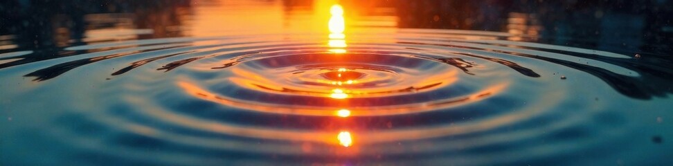 Sun's reflection broken by concentric water ripples, day, sun