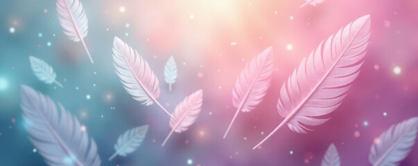 Blurred pastel feather shapes, ethereal abstract backdrop , delicate, smooth