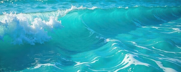Brilliant cerulean water shimmers, small waves gently break, white froth forming , cerulean, ocean texture, swell