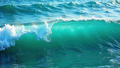 Shimmering blue-green water, gentle waves with frothy crests , seascape, coastal