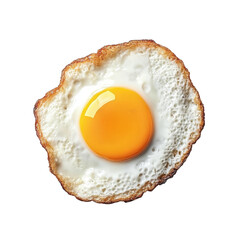 perfectly cooked fried egg with a golden yolk and crispy edges. showcasing a simple yet appetizing food item often enjoyed for breakfast or as part of various dishes the clean background emphasizes th