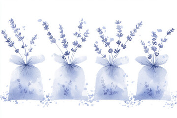 Lavender bags with delicate flowers create serene and calming atmosphere