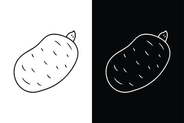 Sweet Potato Icon. Minimal Line Art Vector Illustration in Black & White