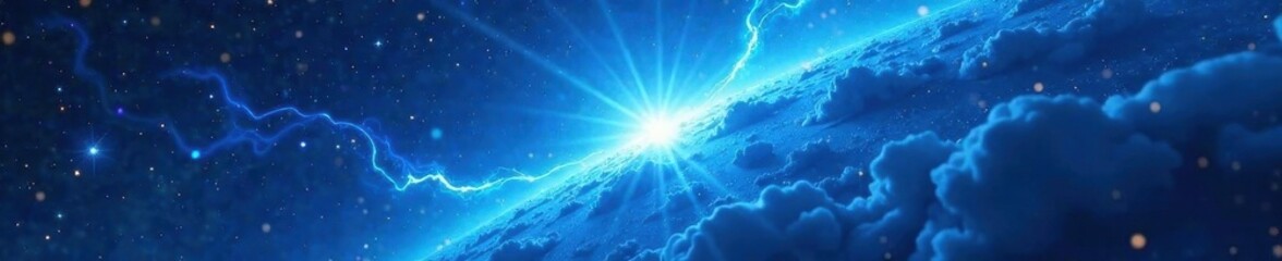 Intense blue energy streaks through the heavens, electric, photo