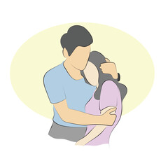 couple lover embracing each other illustration vector hand drawn sketch isolated on white background