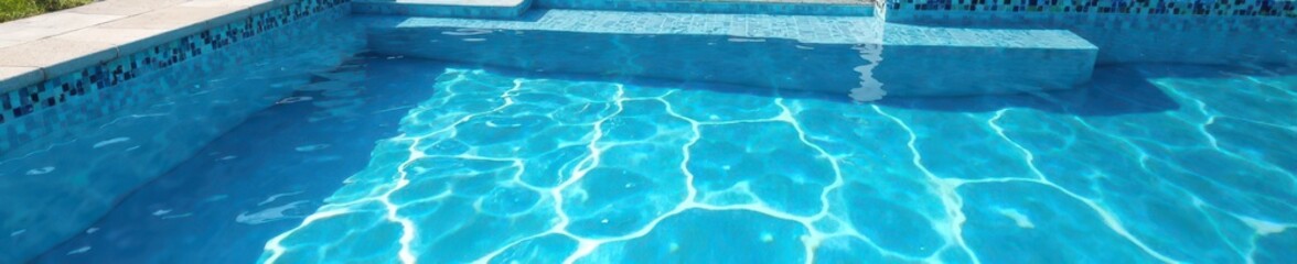 Obraz premium Distorted blue pool water, dramatic surface tear, dramatic, ripped