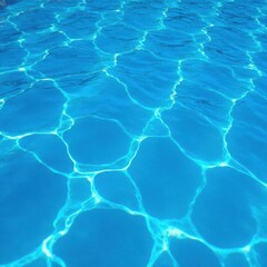 Turbulent blue water, ripped surface, pool ripples, background, sun, refreshing